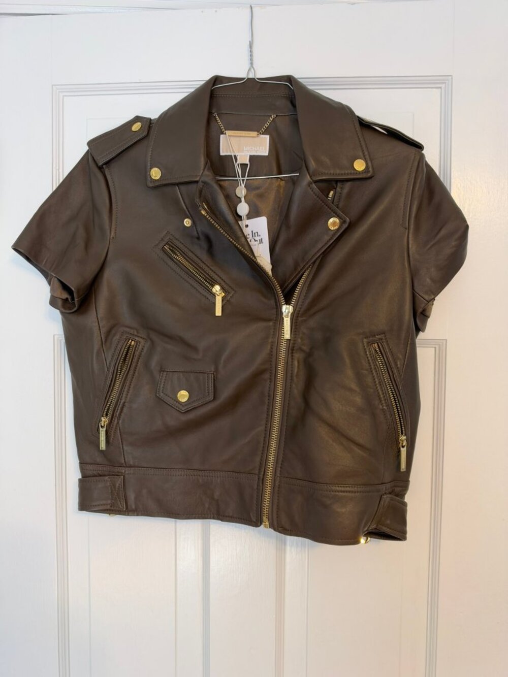Michael Kors Leather Short Sleeve Jacket - NWT - Size L